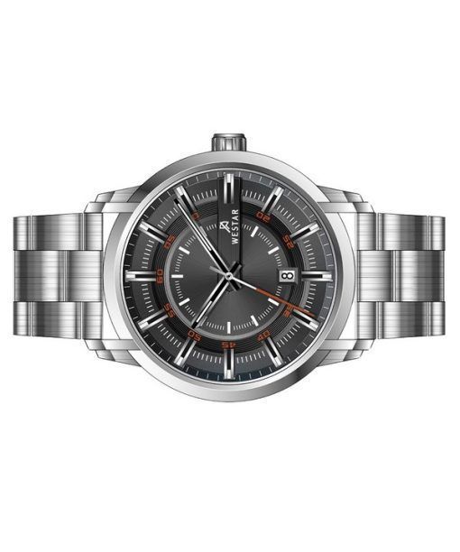 Westar プロファイルステンレススチールブラックダイヤルクォーツ 50229STN803 メンズ腕時計