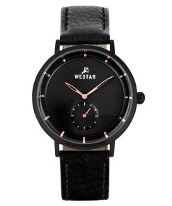 Westar プロファイル レザー ストラップ ブラック ダイヤル クォーツ 50246BBN603 メンズ腕時計