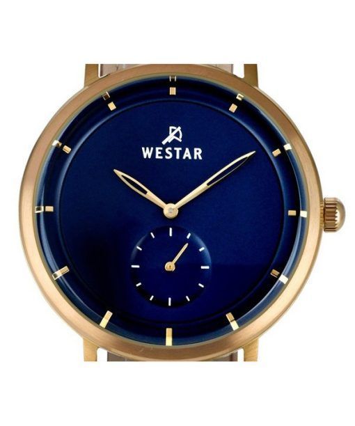 Westar プロファイル レザー ストラップ ブルー ダイヤル クォーツ 50246BZZ184 メンズ腕時計