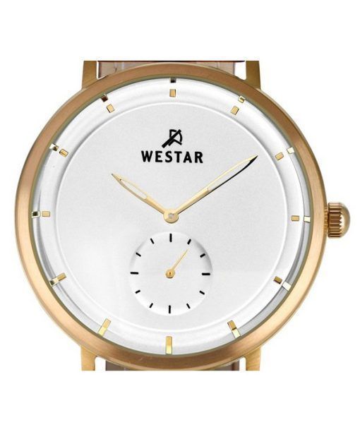 Westar プロファイル レザー ストラップ シルバー ダイヤル クォーツ 50246BZZ187 メンズ腕時計