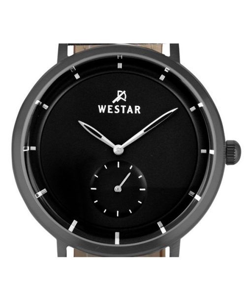 Westar プロファイル レザー ストラップ ブラック ダイヤル クォーツ 50246GGN103 メンズ腕時計