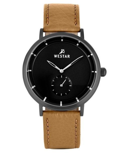 Westar プロファイル レザー ストラップ ブラック ダイヤル クォーツ 50246GGN183 メンズ腕時計