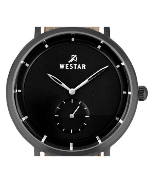Westar プロファイル レザー ストラップ ブラック ダイヤル クォーツ 50246GGN183 メンズ腕時計