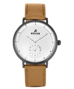 Westar プロファイル レザー ストラップ シルバー ダイヤル クォーツ 50246GGN187 メンズ腕時計