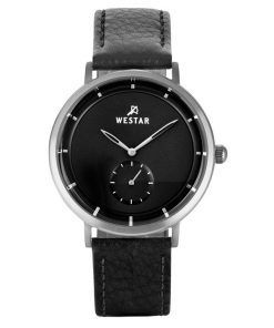 Westar プロファイル レザー ストラップ ブラック ダイヤル クォーツ 50246STN103 メンズ腕時計