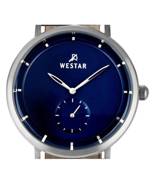 Westar プロファイル レザー ストラップ ブルー ダイヤル クォーツ 50246STN104 メンズ腕時計