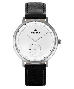 Westar プロファイル レザー ストラップ シルバー ダイヤル クォーツ 50246STN107 メンズ腕時計