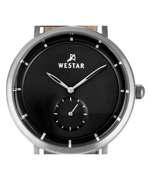 Westar プロファイル レザー ストラップ ブラック ダイヤル クォーツ 50246STN123 メンズ腕時計