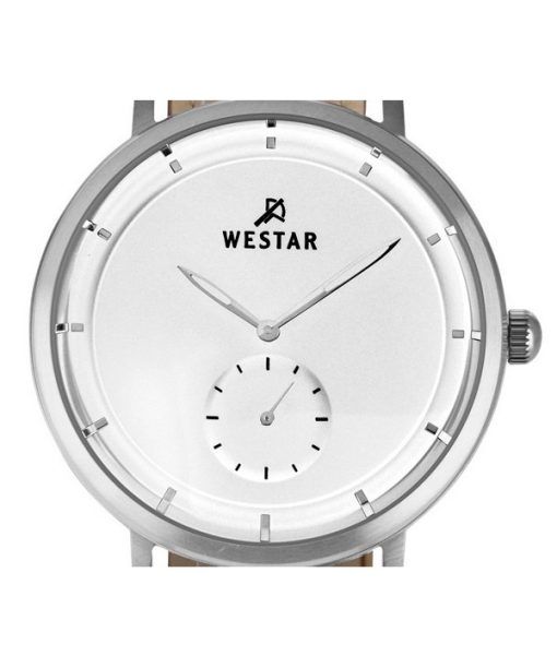 Westar プロファイル レザー ストラップ シルバー ダイヤル クォーツ 50246STN187 メンズ腕時計