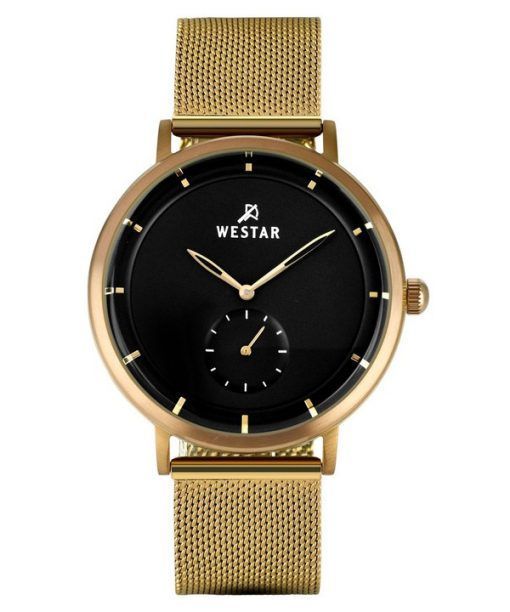 Westar プロファイル ゴールド トーン ステンレススチール ブラック ダイヤル クォーツ 50247BZZ103 メンズ腕時計