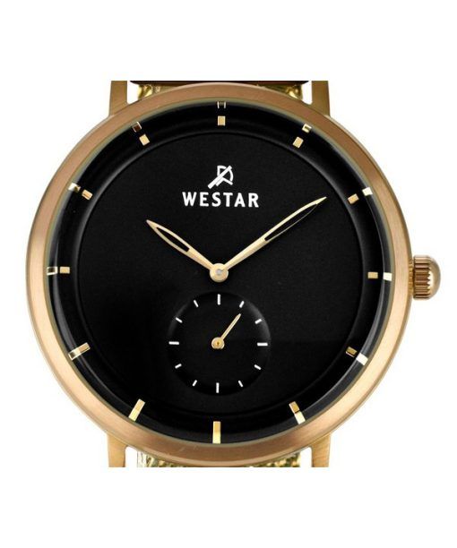 Westar プロファイル ゴールド トーン ステンレススチール ブラック ダイヤル クォーツ 50247BZZ103 メンズ腕時計