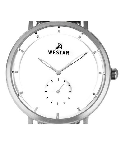 Westar プロファイルステンレススチールメッシュホワイトダイヤルクォーツ 50247STN101 メンズ腕時計