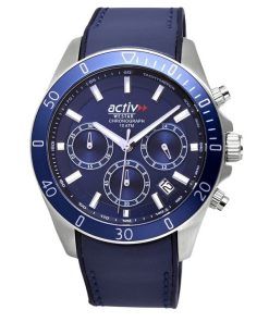 Westar Activ クロノグラフ レザー ストラップ ブルー ダイヤル クォーツ 90245STN144 100M メンズ腕時計
