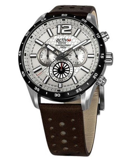 Westar Activ クロノグラフ レザー ストラップ ブラウン ダイヤル クォーツ 90249SBN127 100M メンズ腕時計