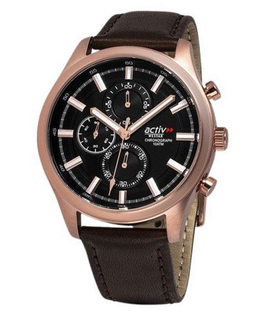 Westar Activ クロノグラフ レザーストラップ ブラック ダイヤル クォーツ 90253PPN623 100M メンズ腕時計