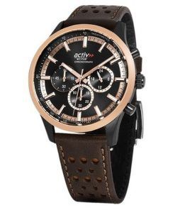 Westar Activ クロノグラフ レザーストラップ ブラック ダイヤル クォーツ 90265BPN603 100M メンズ腕時計