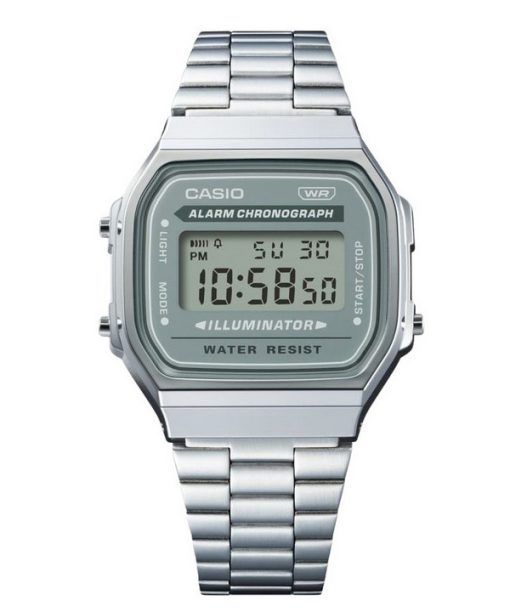 カシオ ヴィンテージ デジタル ステンレススチール ブレスレット クォーツ A168WA-3A メンズ腕時計