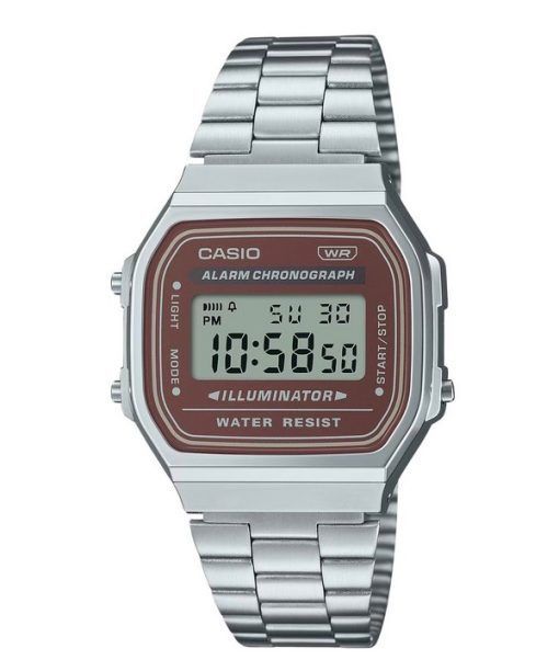 カシオ ヴィンテージ デジタル ステンレススチール ブレスレット クォーツ A168WA-5A メンズ腕時計