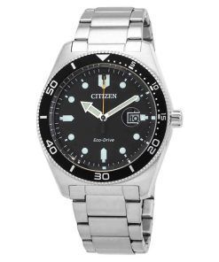 シチズン コア コレクション エコ ドライブ ステンレススチール ブラック ダイヤル AW1760-81E 100M メンズ腕時計