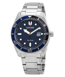 シチズン エコドライブ ステンレススチール ブルー ダイヤル AW1761-89L 100M メンズ腕時計