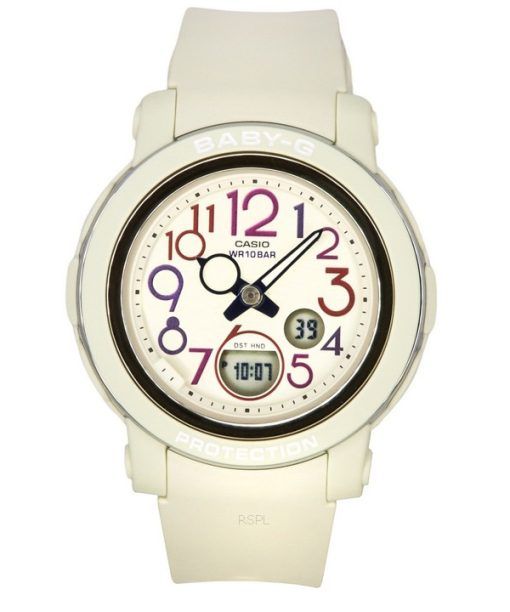 カシオ Baby-G アナログ デジタル レトロ ポップ マルチカラー 樹脂ストラップ ホワイト ダイヤル クォーツ BGA-290PA-7A 100M レディース腕時計