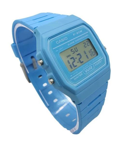 カシオ デジタル ブルー樹脂ストラップ クォーツ F-91WC-2A ユニセックス腕時計