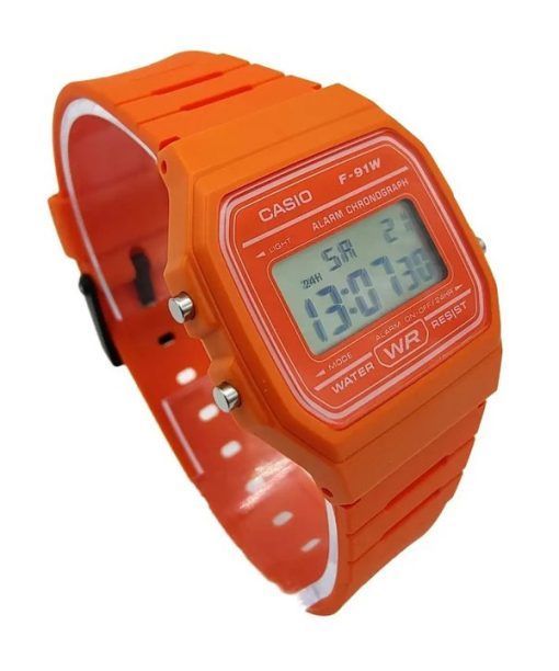カシオ デジタル オレンジ 樹脂ストラップ クォーツ F-91WC-4A2 ユニセックス腕時計