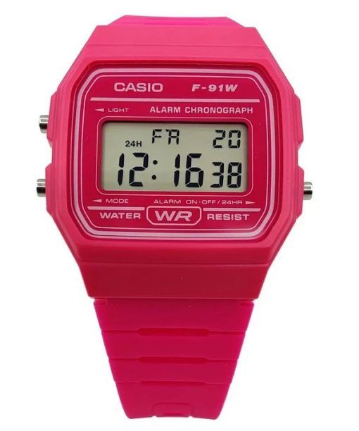 カシオ デジタル ピンク樹脂ストラップ クォーツ F-91WC-4A ユニセックス腕時計