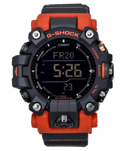 カシオ G ショック マッドマン マスター オブ G ランド デジタル オレンジと黒の樹脂ストラップ ソーラー GW-9500-1A4 200M メンズ腕時計
