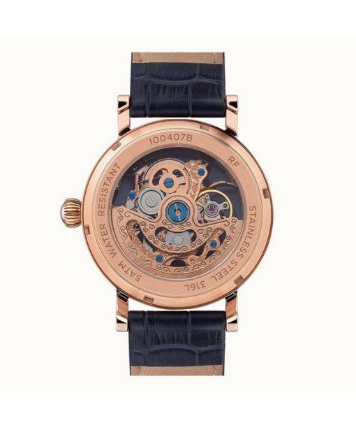 Ingersoll ザ ヘラルド レザー ストラップ ブルー スケルトン ダイヤル 自動巻き I00407B メンズ腕時計