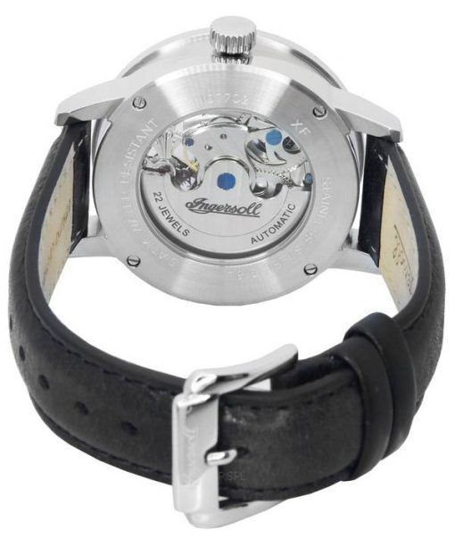 Ingersoll ザ ジャズ サン アンド ムーンフェイズ レザー ストラップ スケルトン シルバー ダイヤル 自動巻き I07701 メンズ腕時計