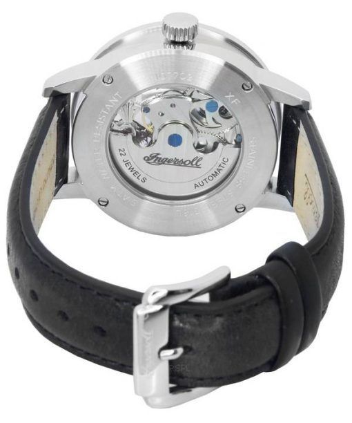 Ingersoll ザ ジャズ サン アンド ムーンフェイズ レザー ストラップ スケルトン シルバー ダイヤル 自動巻き I07701 メンズ腕時計