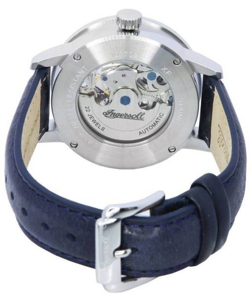 Ingersoll ザ ジャズ サン アンド ムーンフェイズ レザー ストラップ スケルトン シルバー ダイヤル 自動巻き I07702 メンズ腕時計