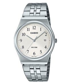 カシオ スタンダード アナログ ステンレススチール ホワイト ダイヤル クォーツ MTP-B145D-7B メンズ腕時計