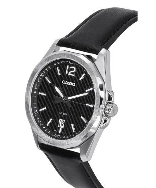 カシオ スタンダード アナログ レザー ストラップ ブラック ダイヤル クォーツ MTP-E725L-1A メンズ腕時計