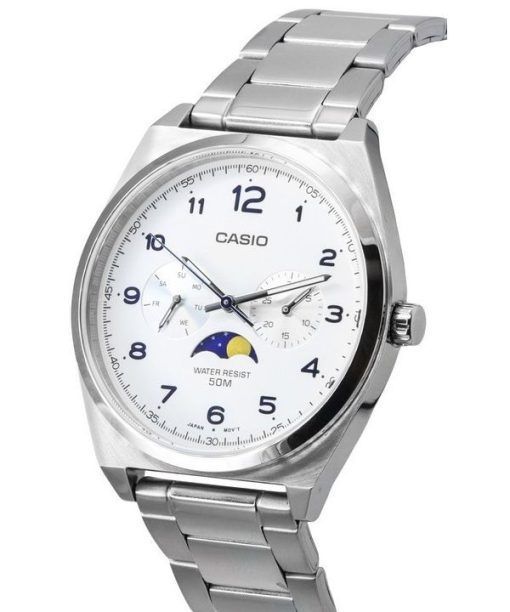 カシオ スタンダード アナログ ムーンフェイズ ホワイト ダイヤル クォーツ MTP-M300D-7A MTPM300D-7 メンズ腕時計