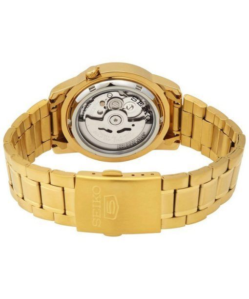 セイコー 5 ゴールドトーンステンレススチールブラックダイヤル 21 宝石自動巻き SNKK22K1 メンズ腕時計