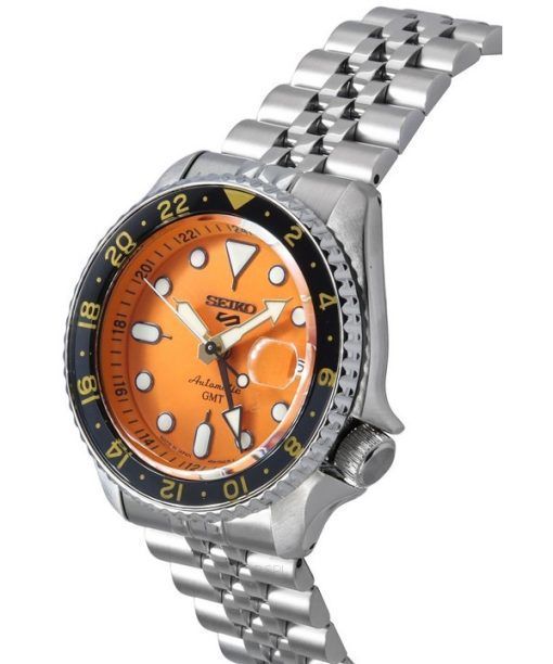 セイコー 5 スポーツ SKX スポーツ スタイル GMT ステンレススチール オレンジ ダイヤル 24 宝石自動 SSK005J1 100M メンズ腕時計
