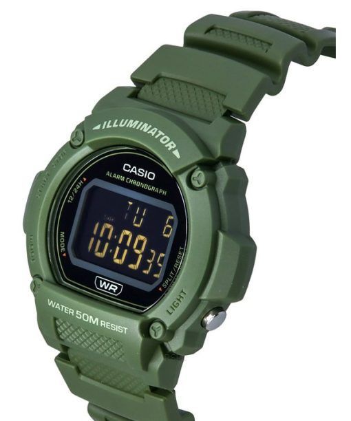 カシオ スタンダード イルミネーター デジタル グリーン 樹脂ストラップ クォーツ W-219HC-3B メンズ腕時計