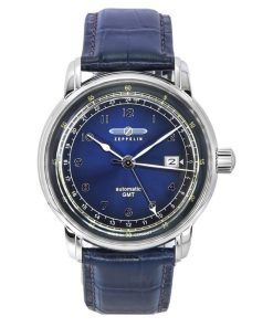 ツェッペリン LZ126 ロサンゼルス GMT レザーストラップ ブルーダイヤル 自動巻き 76683 メンズ腕時計