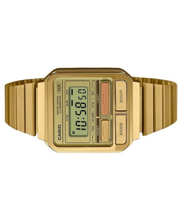カシオ ヴィンテージ デジタル ゴールド イオン メッキ ステンレススチール クォーツ A120WEG-9A ユニセックス腕時計