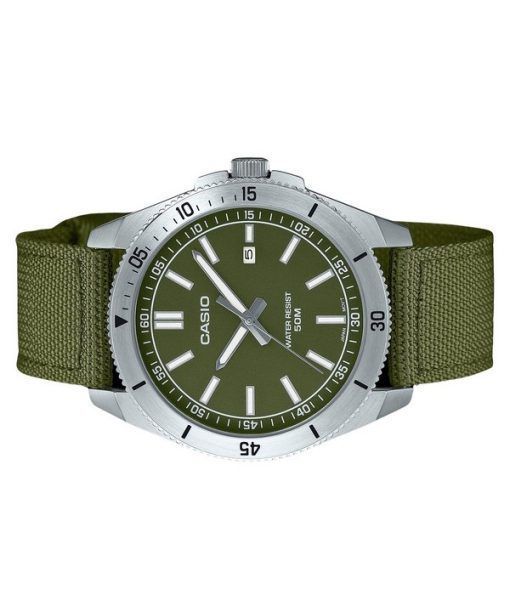 カシオ スタンダード アナログ クロスストラップ グリーン ダイヤル クォーツ MTP-B155C-3E メンズ腕時計