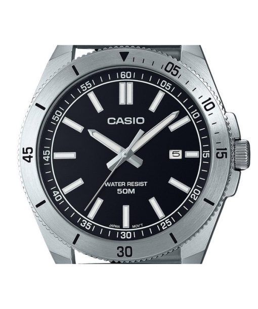 カシオ スタンダード アナログ ステンレススチール ブラック ダイヤル クォーツ MTP-B155D-1E メンズ腕時計