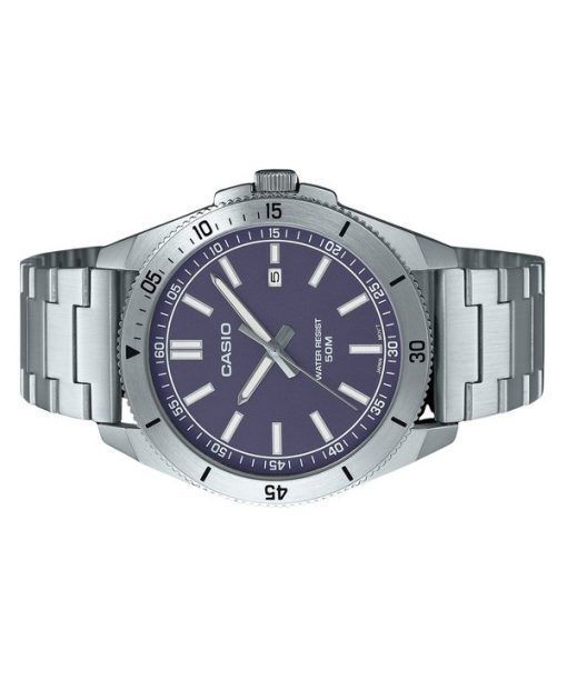 カシオ スタンダード アナログ ステンレススチール ブルー ダイヤル クォーツ MTP-B155D-2E メンズ腕時計