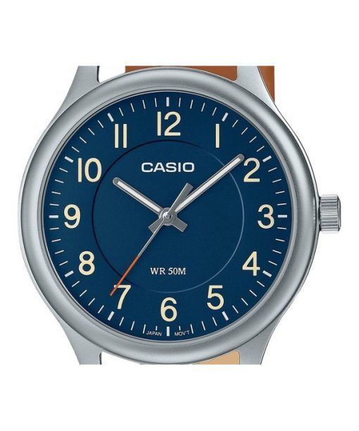 カシオ スタンダード アナログ レザー ストラップ ブルー ダイヤル クォーツ MTP-B160L-2B メンズ腕時計