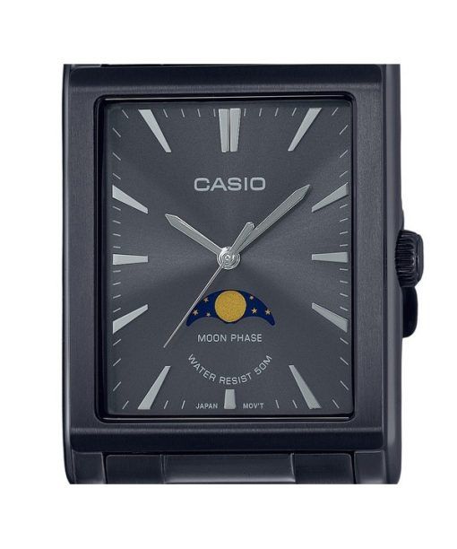 カシオ スタンダード アナログ ムーンフェイズ ステンレススチール ブラック ダイヤル クォーツ MTP-M105B-1A メンズ腕時計