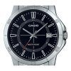 カシオ スタンダード アナログ ステンレススチール ブラック ダイヤル クォーツ MTP-V004D-1C メンズ腕時計