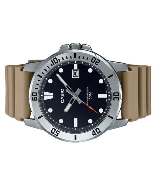 カシオ スタンダード アナログ ベージュ 樹脂ストラップ ブラック ダイヤル クォーツ MTP-VD01-5E メンズ腕時計
