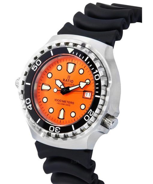 レシオ フリーダイバー ヘリウムセーフ サファイア クォーツ オレンジ ダイヤル 1038EF102V-ORG メンズ 1000M 腕時計