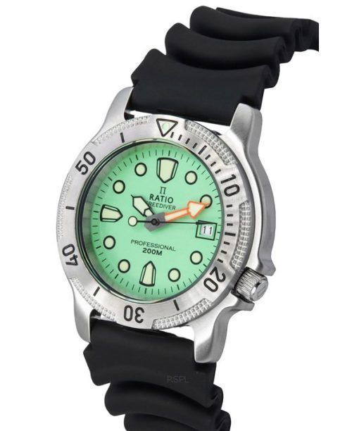 Ratio FreeDiver プロフェッショナル サファイア ミント グリーン ダイヤル クォーツ 22AD202-MGRN 200M メンズ腕時計